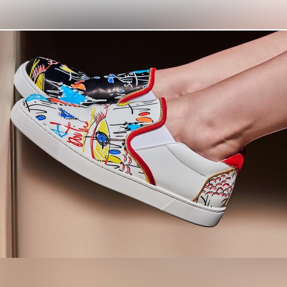 Christian Louboutin Multicolor Patent Leather Slip-on Sneakers size 39